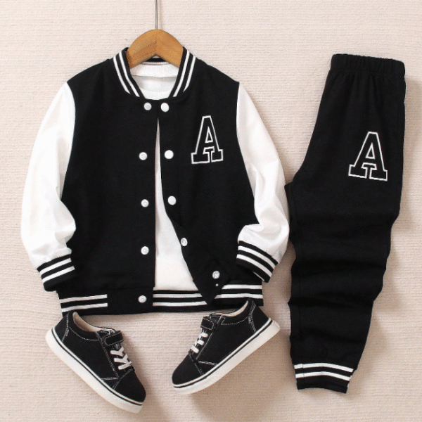 Ensemble 2 pièces style universitaire pour jeunes garçons Noir / 6ans