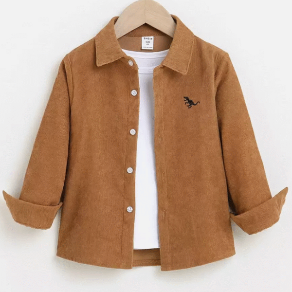Jeune Garçon Chemise À Broderie Dinosaure (Sans T-Shirt)  Tabac / 7ans