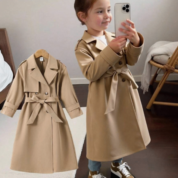 Jeune fille Veste ample à double boutonnage   Kaki / 7ans