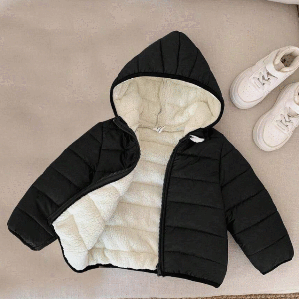 Veste à capuche zippée doublée thermique Noir / 2-3ans