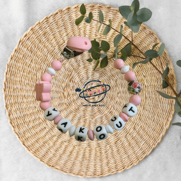 Attache-tétine Thème rose bébé