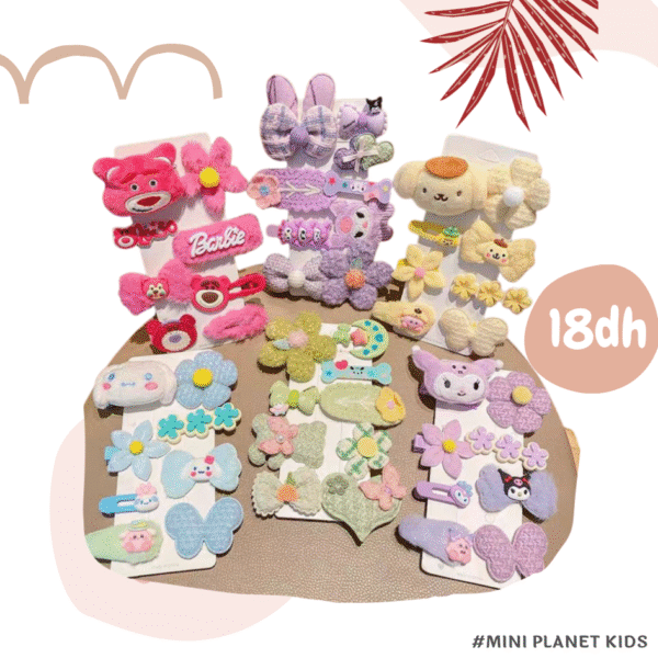 8 pièces Barrettes et pinces à cheveux style bande dessinée