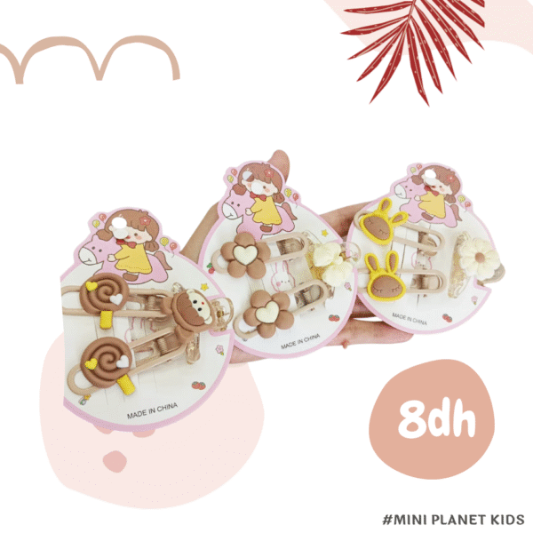 2 Pinces à cheveux mignonnes de couleur latte en forme de dessin animé