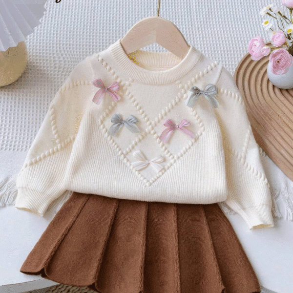 Ensemble tricoté de 2 pièces pour bébé fille Nude / 2-3ans