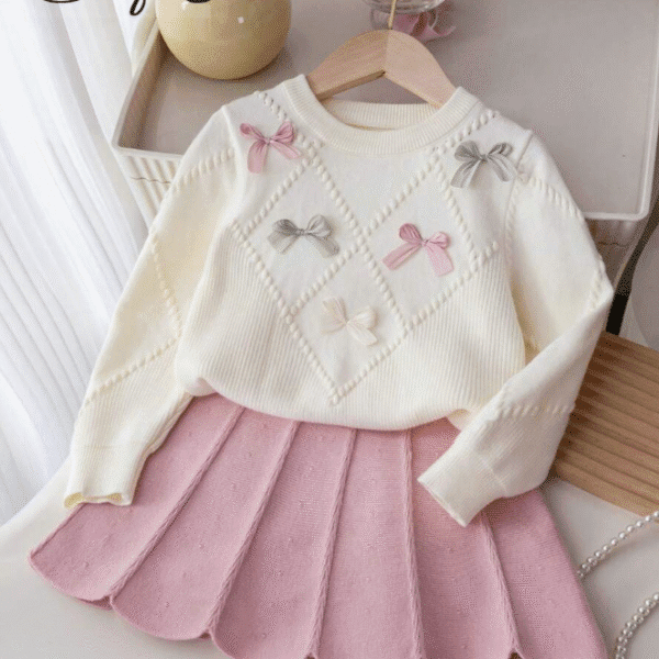 Ensemble 2 pièces pour jeunes filles Beige/Rose  (4-5-6-7)