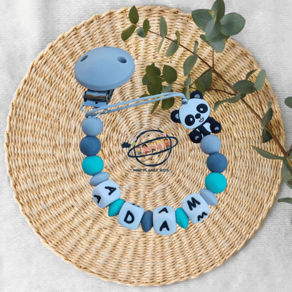 Attache-tétine Thème bleu Turquois panda
