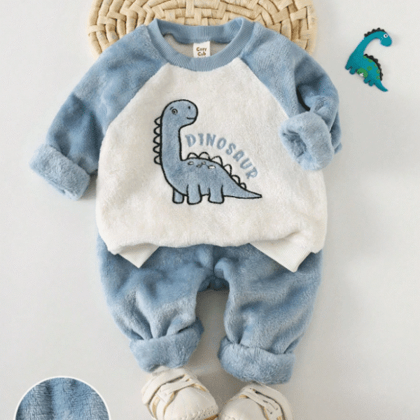 Cozy Pixies 2 pièces Ensemble Sweat-shirt col rond à imprimé animal de dessin animé et pantalon (18-24) Mois