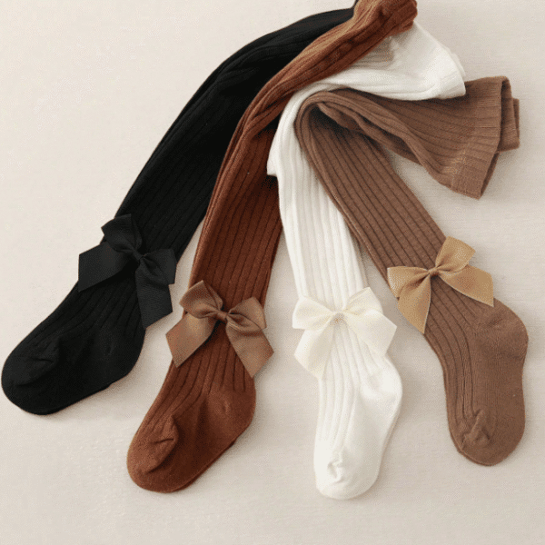 1 paire de leggings moulants avec décoration de nœud pour filles 2-3ans