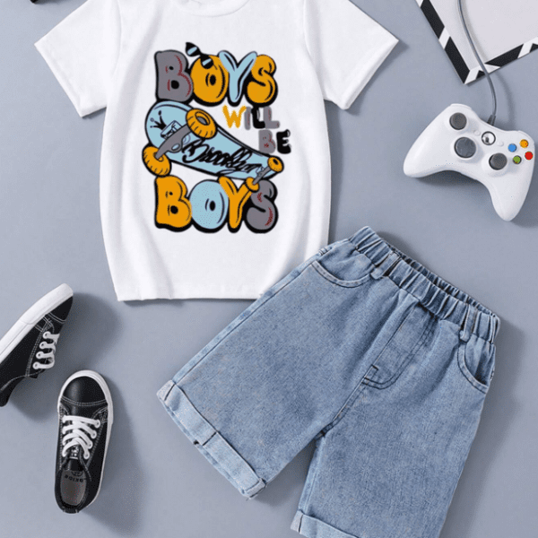 Tee-shirt À Manches Courtes Et Short En Jean